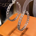 Fashion Geometric Large Hoop Earrings For Women, Trendy Inlaid Round Circle Dangle Ear Jewelry view 3