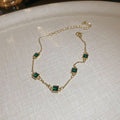 Gold Plated Copper Square Emerald Cubic Zirconia Geometric Luxury Bangle Bracelet view 4