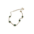 Gold Plated Copper Square Emerald Cubic Zirconia Geometric Luxury Bangle Bracelet view 5