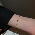 Gold Plated Copper Square Emerald Cubic Zirconia Geometric Luxury Bangle Bracelet view 1