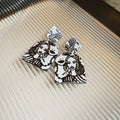 Acrylic Abstract Face Line Art Stud Earrings Black White Geometric Artistic Fashion Jewelry view 4