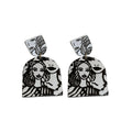 Acrylic Abstract Face Line Art Stud Earrings Black White Geometric Artistic Fashion Jewelry view 5