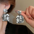 Acrylic Abstract Face Line Art Stud Earrings Black White Geometric Artistic Fashion Jewelry view 1