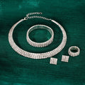 Luxury Square Full Rhinestone Stud Earrings For Women Elegant Multi Row Crystal Jewelry Set Earrings view 2