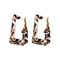 Chic Leopard Print Faux Leather Wrapped Hoop Earrings With Silver Needle Retro Geometric Design view 5