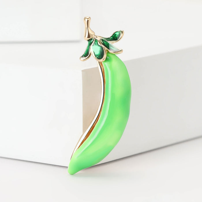 Alloy Enamel Pea Pod Brooch Pin For Women's Fashion Apparel
