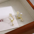 Elegant Korean Luxury Gold Alloy Rose Flower Pearl Rhinestone Crystal Dangle Stud Women's Earrings view 2