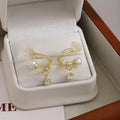 Elegant Korean Luxury Gold Alloy Rose Flower Pearl Rhinestone Crystal Dangle Stud Women's Earrings view 4
