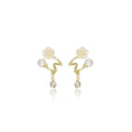 Elegant Korean Luxury Gold Alloy Rose Flower Pearl Rhinestone Crystal Dangle Stud Women's Earrings view 5