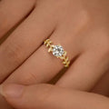 Fresh Floral Laurel Branch Ring With Simulated Moissanite Flower Design For Women view 5