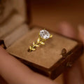 Fresh Floral Laurel Branch Ring With Simulated Moissanite Flower Design For Women view 3