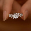 Fresh Floral Laurel Branch Ring With Simulated Moissanite Flower Design For Women view 1