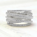 Trendy Multi Layer Cross Line Women's Ring With Micro Pave Zircon Engagement Gift view 1