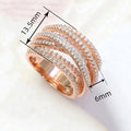 Trendy Multi Layer Cross Line Women's Ring With Micro Pave Zircon Engagement Gift view 4
