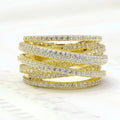 Trendy Multi Layer Cross Line Women's Ring With Micro Pave Zircon Engagement Gift view 6