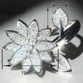 European American Micro Pave Flower Leaf Open Adjustable Ring For Women, Fashion Jewelry view 4