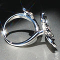 European American Micro Pave Flower Leaf Open Adjustable Ring For Women, Fashion Jewelry view 3