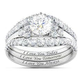 European American Style Micro Inlaid Three Piece Ring Set, Light Luxury Letter Jewelry view 1