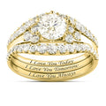 European American Style Micro Inlaid Three Piece Ring Set, Light Luxury Letter Jewelry view 6