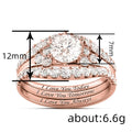 European American Style Micro Inlaid Three Piece Ring Set, Light Luxury Letter Jewelry view 4