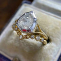 Fashion Teardrop Couple Rings For Women Luxury Wedding Engagement Inlaid Two Piece Ring Set view 2