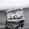 Trendy Multi Layer Cross Line Zircon Inlaid Ring For Women Fashion Engagement Gift Jewelry view 2