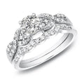 European Fashion Sparkling Couple Rings For Women Luxury Geometric Wedding Finger Rings Set view 4