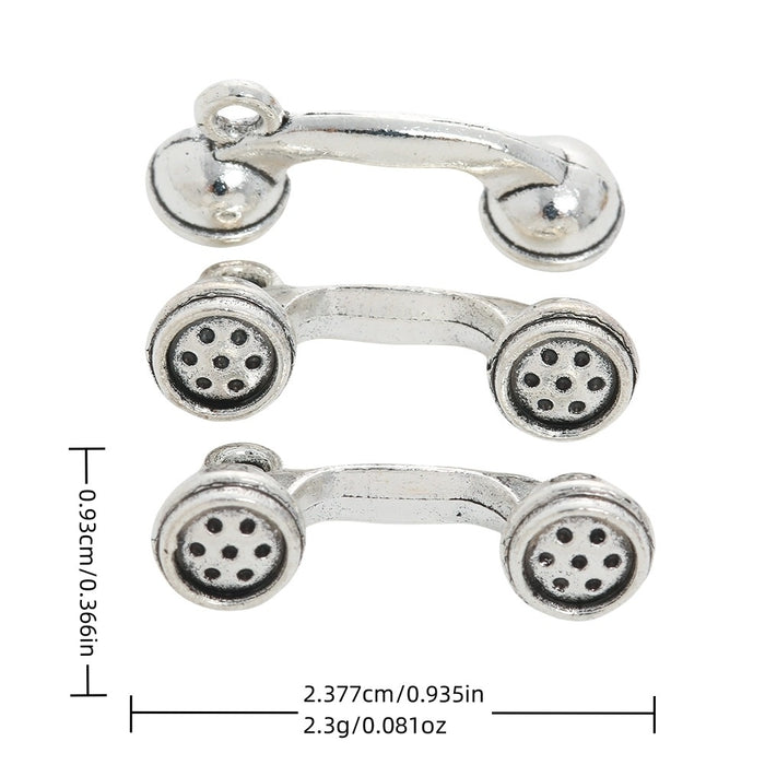 Antique Silver Zinc Alloy Telephone Handset Charm Pendant for DIY Necklace Bracelet Jewelry Making