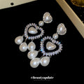 Chic Copper Heart Waterdrop Drop Earrings With Faux Pearl And Full Rhinestone Princess Style view 4