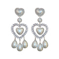 Chic Copper Heart Waterdrop Drop Earrings With Faux Pearl And Full Rhinestone Princess Style view 5