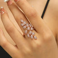 European American Leaf Wheat Ear Adjustable Ring For Women, Inlaid Fashion Lady Jewelry view 1