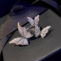 European American New Faux Diamond Butterfly Ring For Women Fashion Adjustable Open Jewelry view 3