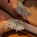 Trendy Banana Leaf Ring For Women With Inlaid Stones Banquet Statement Jewelry view 3