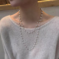 French Chic Faux Pearl Double Layer Geometric Round Clavicle Sweater Necklace For Women view 3