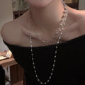 French Chic Faux Pearl Double Layer Geometric Round Clavicle Sweater Necklace For Women view 1