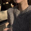 French Chic Faux Pearl Double Layer Geometric Round Clavicle Sweater Necklace For Women view 2