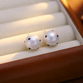 Elegant French Black Polka Dot Cotton Pearl Studs With Silver Needle Alloy Posts Women's Earrings view 4