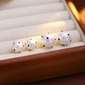 Elegant French Black Polka Dot Cotton Pearl Studs With Silver Needle Alloy Posts Women's Earrings view 2