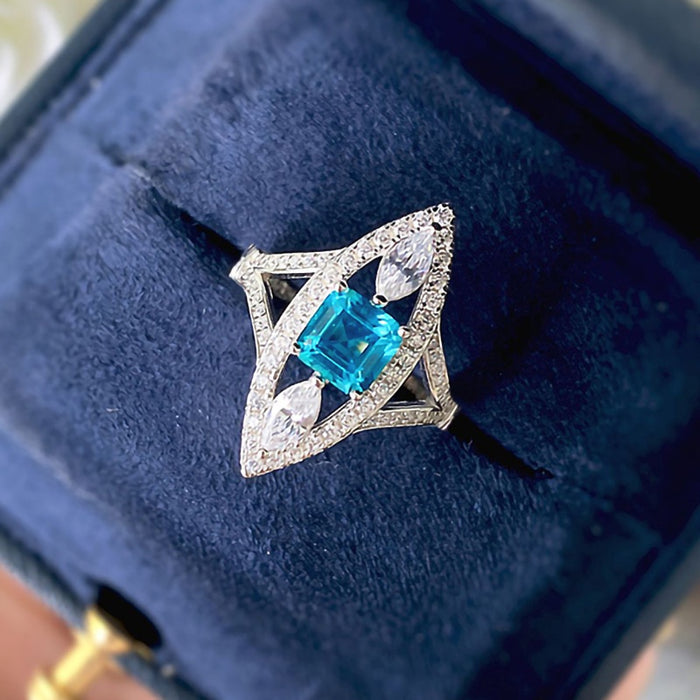 Trendy Zircon Geometric Ring For Women, Sparkling Fashion Banquet Jewelry Accessory