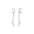 Elegant Luxury French Bowknot Long Tassel Rhinestone Pearl Alloy Dangle Drop Bridal Party Earrings view 5