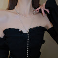 Faux Pearl Beaded Layered Sweater Necklace For Women, French Vintage Light Luxury Round Geometric Design view 4
