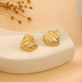 Statement Metal Heart Butterfly Flower Earrings For Women, Wrinkled Texture Fashion Jewelry view 3