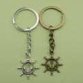 Zinc Alloy Ship Wheel Anchor Keychain Nautical Bag Charm view 1