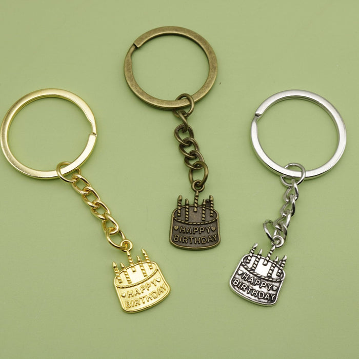 Zinc Alloy Birthday Cake Keychain Bag Charm Gift