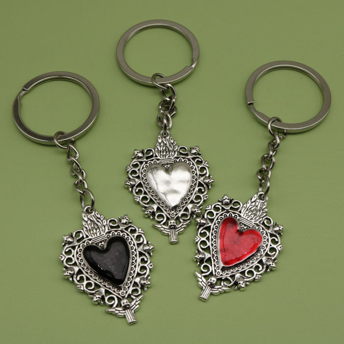 Zinc Alloy Enamel Sacred Heart Keychain Bag Charm Gift