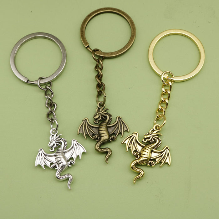 Zinc Alloy Minimalist Flying Dragon Keychain For Fantasy Gift