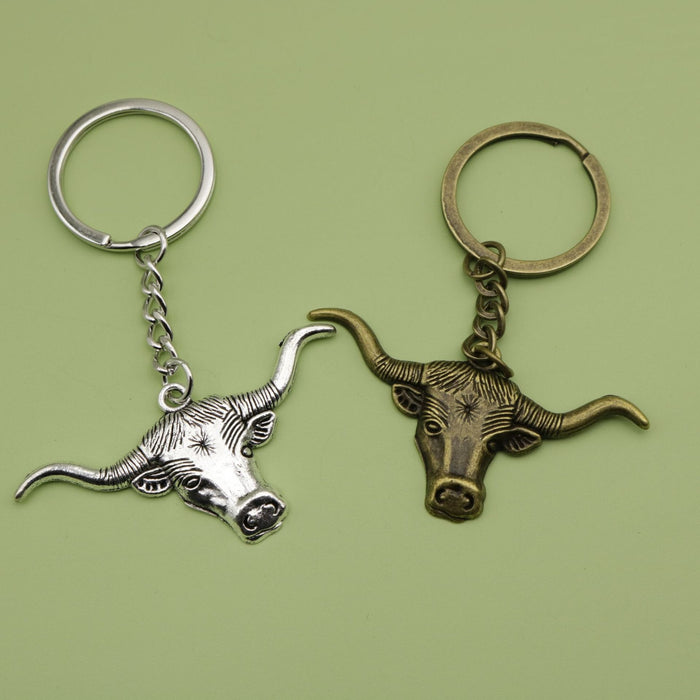 Metal Bull Head Keychain Bag Charm – Antique Copper