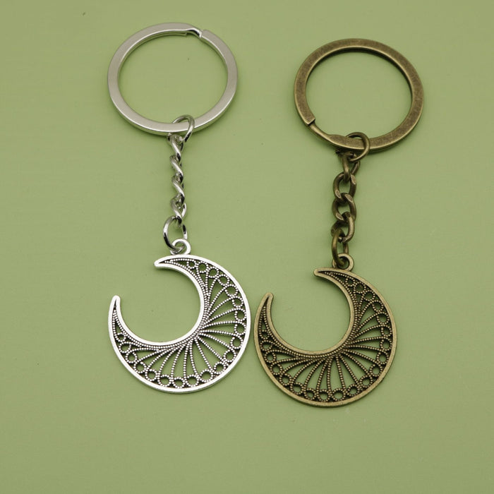 Metal Hollow Moon Keychain Bag Charm Key Ring
