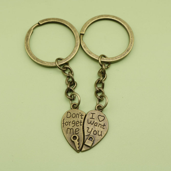 Metal Romantic Couple Pendant Keychain Bag Charm Gift
