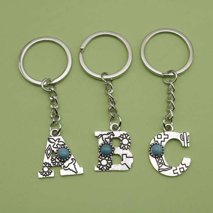 Zinc Alloy Letter Keychain Bag Charm Gift